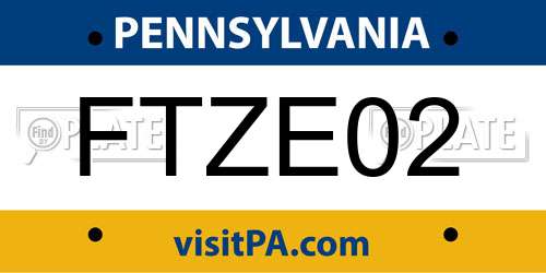 FTZE02 Pennsylvania License Plate