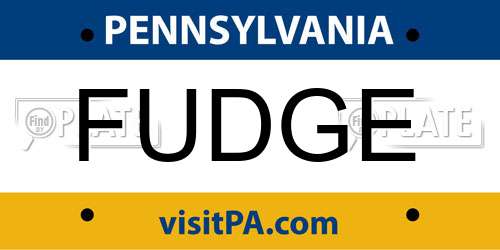 FUDGE Pennsylvania License Plate