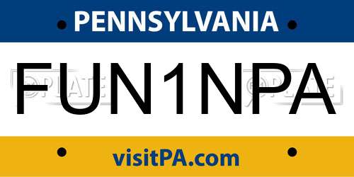 FUN1NPA Pennsylvania License Plate