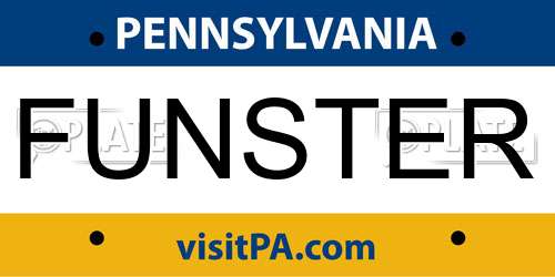FUNSTER Pennsylvania License Plate