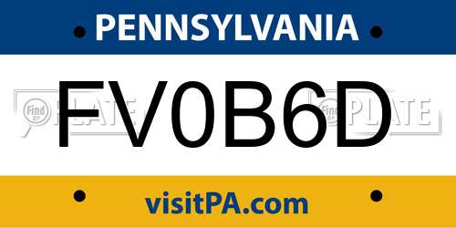 FV0B6D Pennsylvania License Plate