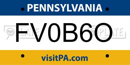 FV0B6O Pennsylvania License Plate