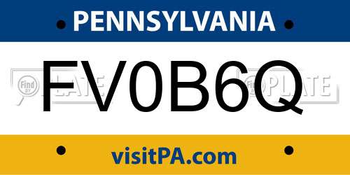 FV0B6Q Pennsylvania License Plate