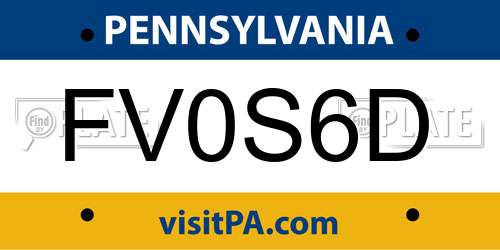FV0S6D Pennsylvania License Plate