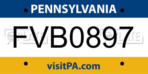 FVB0897 Pennsylvania License Plate