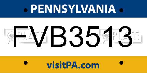 FVB3513 Pennsylvania License Plate