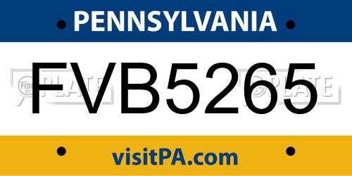 FVB5265 Pennsylvania License Plate