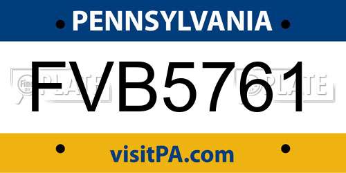 FVB5761 Pennsylvania License Plate
