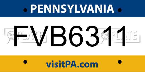 FVB6311 Pennsylvania License Plate