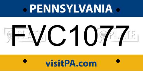 FVC1077 Pennsylvania License Plate
