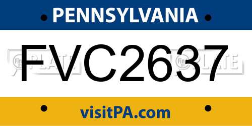 FVC2637 Pennsylvania License Plate