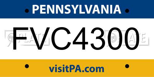 FVC4300 Pennsylvania License Plate