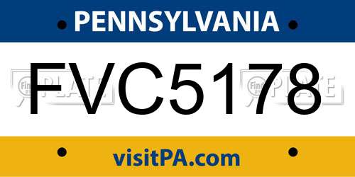 FVC5178 Pennsylvania License Plate