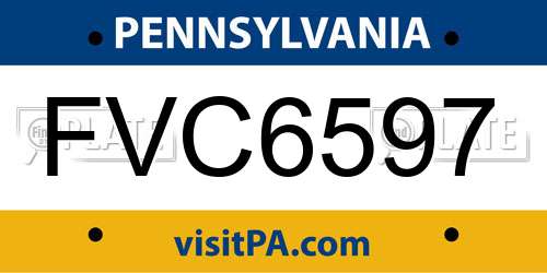 FVC6597 Pennsylvania License Plate