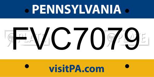 FVC7079 Pennsylvania License Plate