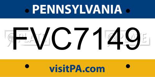 FVC7149 Pennsylvania License Plate