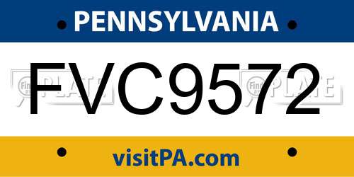 FVC9572 Pennsylvania License Plate
