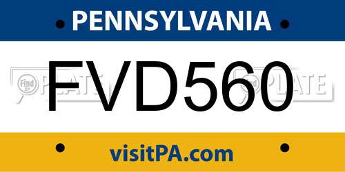 FVD560 Pennsylvania License Plate
