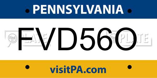 FVD56O Pennsylvania License Plate