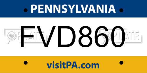 FVD860 Pennsylvania License Plate