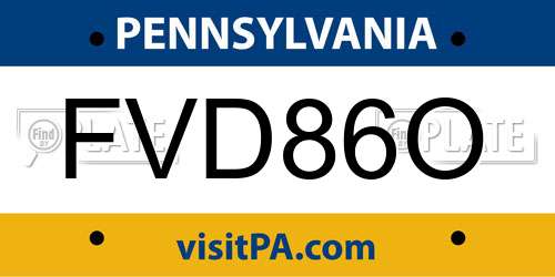 FVD86O Pennsylvania License Plate