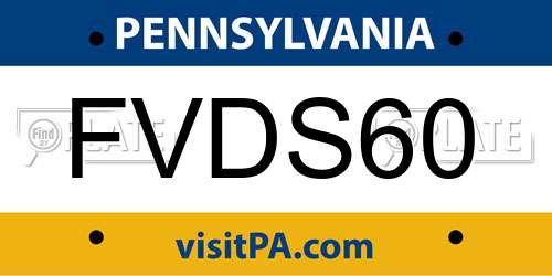 FVDS60 Pennsylvania License Plate