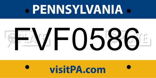 FVF0586 Pennsylvania License Plate
