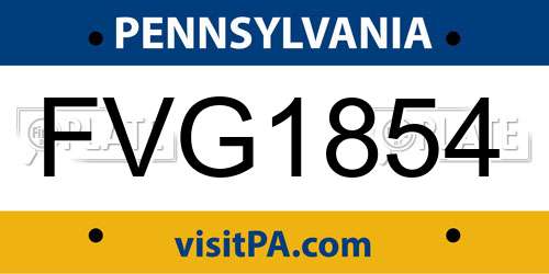 FVG1854 Pennsylvania License Plate