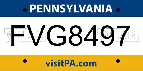 FVG8497 Pennsylvania License Plate