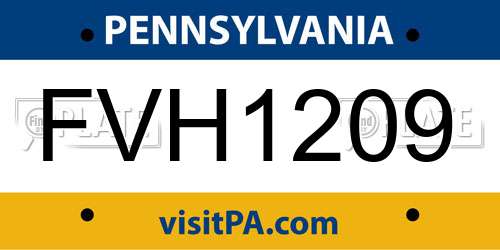 FVH1209 Pennsylvania License Plate