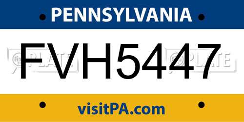 FVH5447 Pennsylvania License Plate