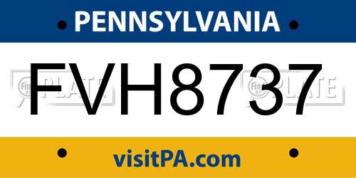 FVH8737 Pennsylvania License Plate