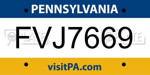 FVJ7669 Pennsylvania License Plate