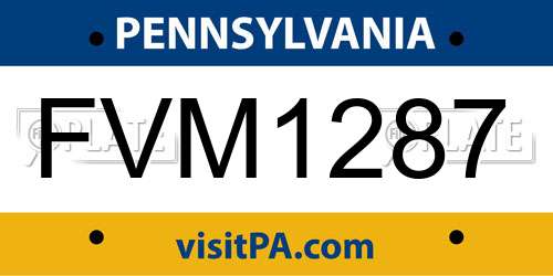 FVM1287 Pennsylvania License Plate