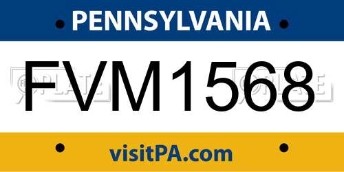 FVM1568 Pennsylvania License Plate
