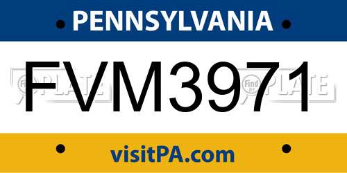 FVM3971 Pennsylvania License Plate
