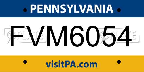 FVM6054 Pennsylvania License Plate