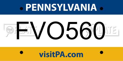 FVO560 Pennsylvania License Plate