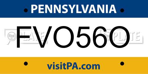 FVO56O Pennsylvania License Plate