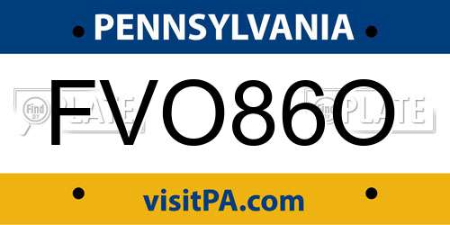 FVO86O Pennsylvania License Plate