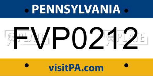 FVP0212 Pennsylvania License Plate