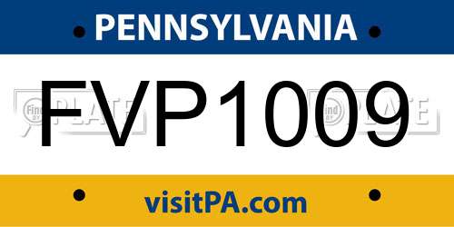 FVP1009 Pennsylvania License Plate