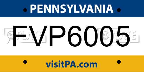 FVP6005 Pennsylvania License Plate
