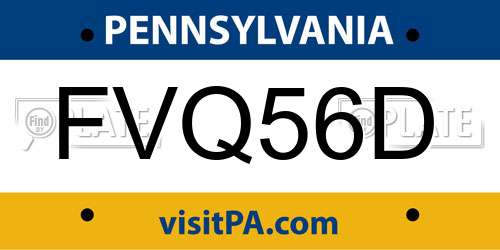 FVQ56D Pennsylvania License Plate
