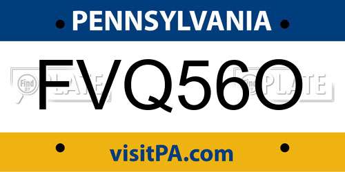 FVQ56O Pennsylvania License Plate