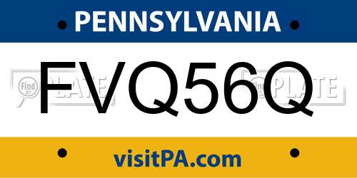 FVQ56Q Pennsylvania License Plate