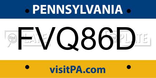 FVQ86D Pennsylvania License Plate