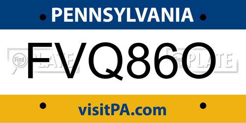 FVQ86O Pennsylvania License Plate