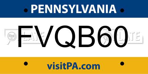 FVQB60 Pennsylvania License Plate