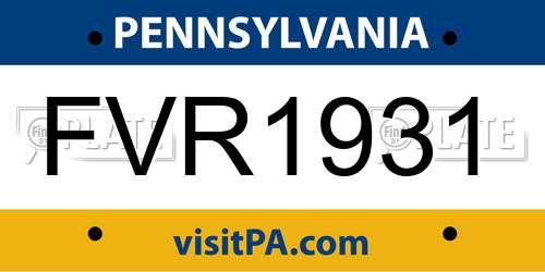 FVR1931 Pennsylvania License Plate